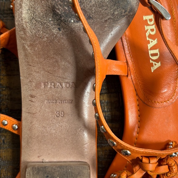 Prada Studded Orange Sandals - Picture 7 of 7